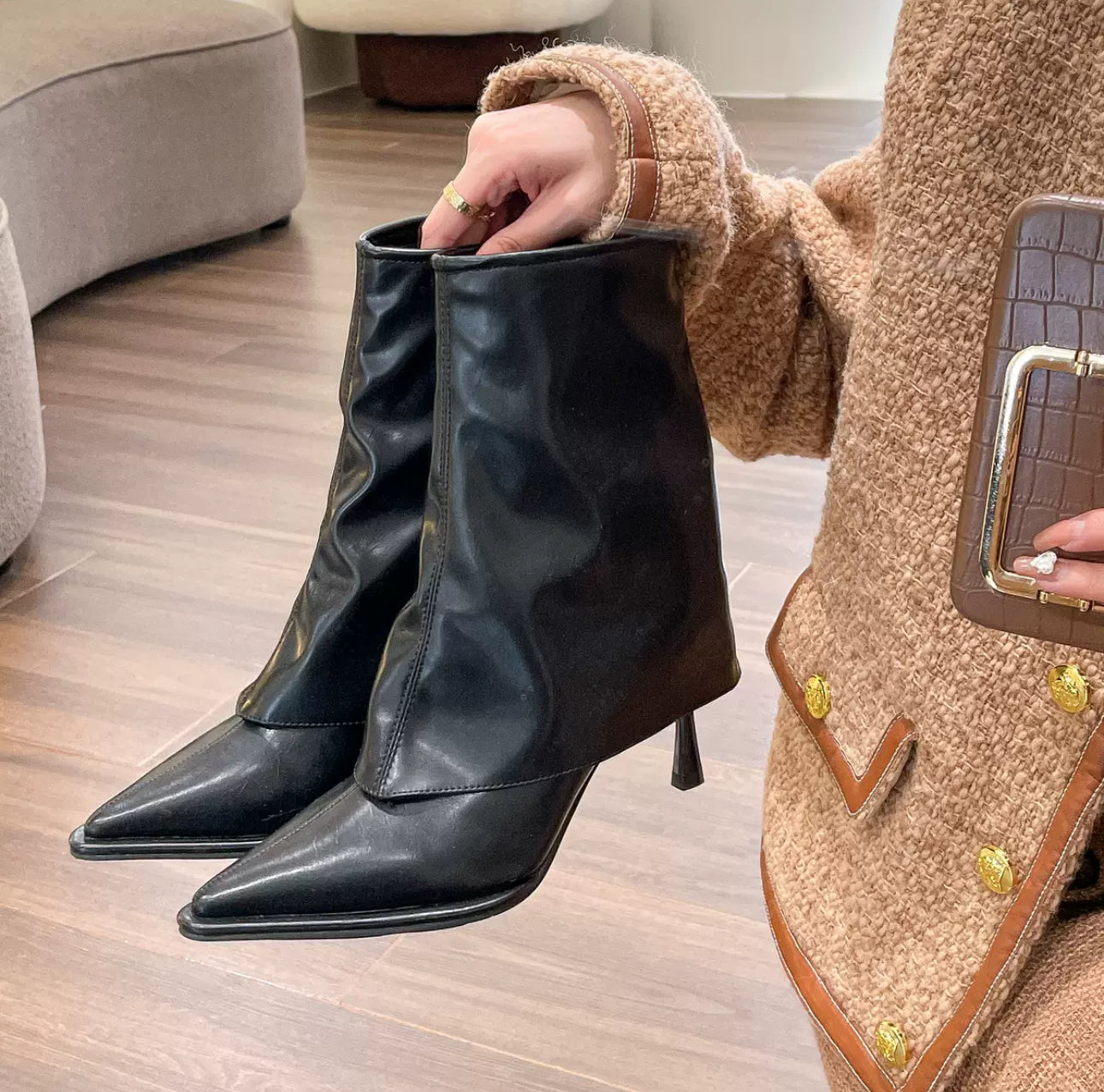 Drape Point Ankle Boots
