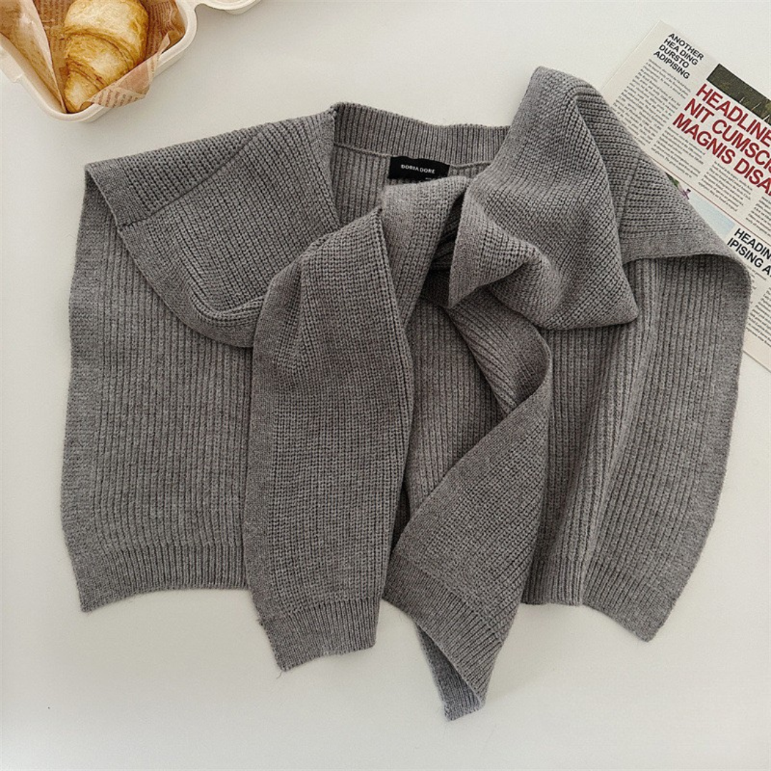 Knit Drape Shoulder Wrap – Cotton-Blend Ribbed Knit