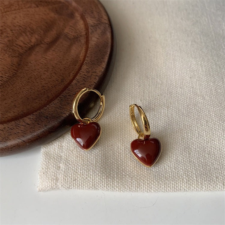 Glossy Heart Huggie Earrings