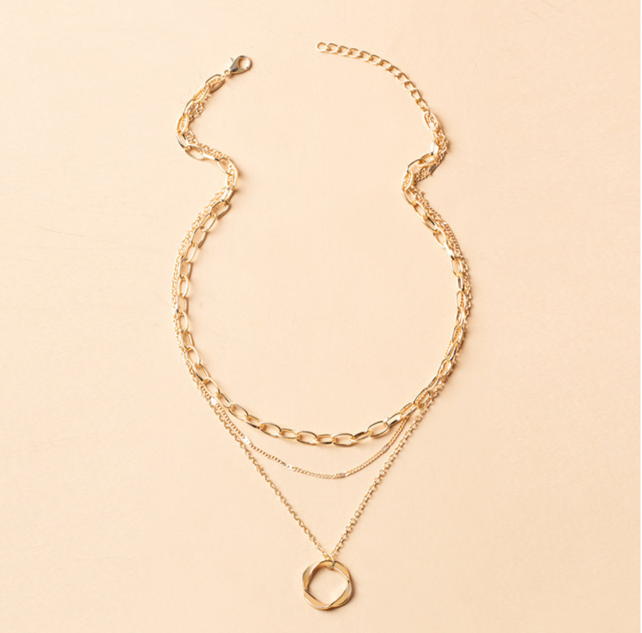 Layered Circle Pendant Necklace – Gold or Silver Plated