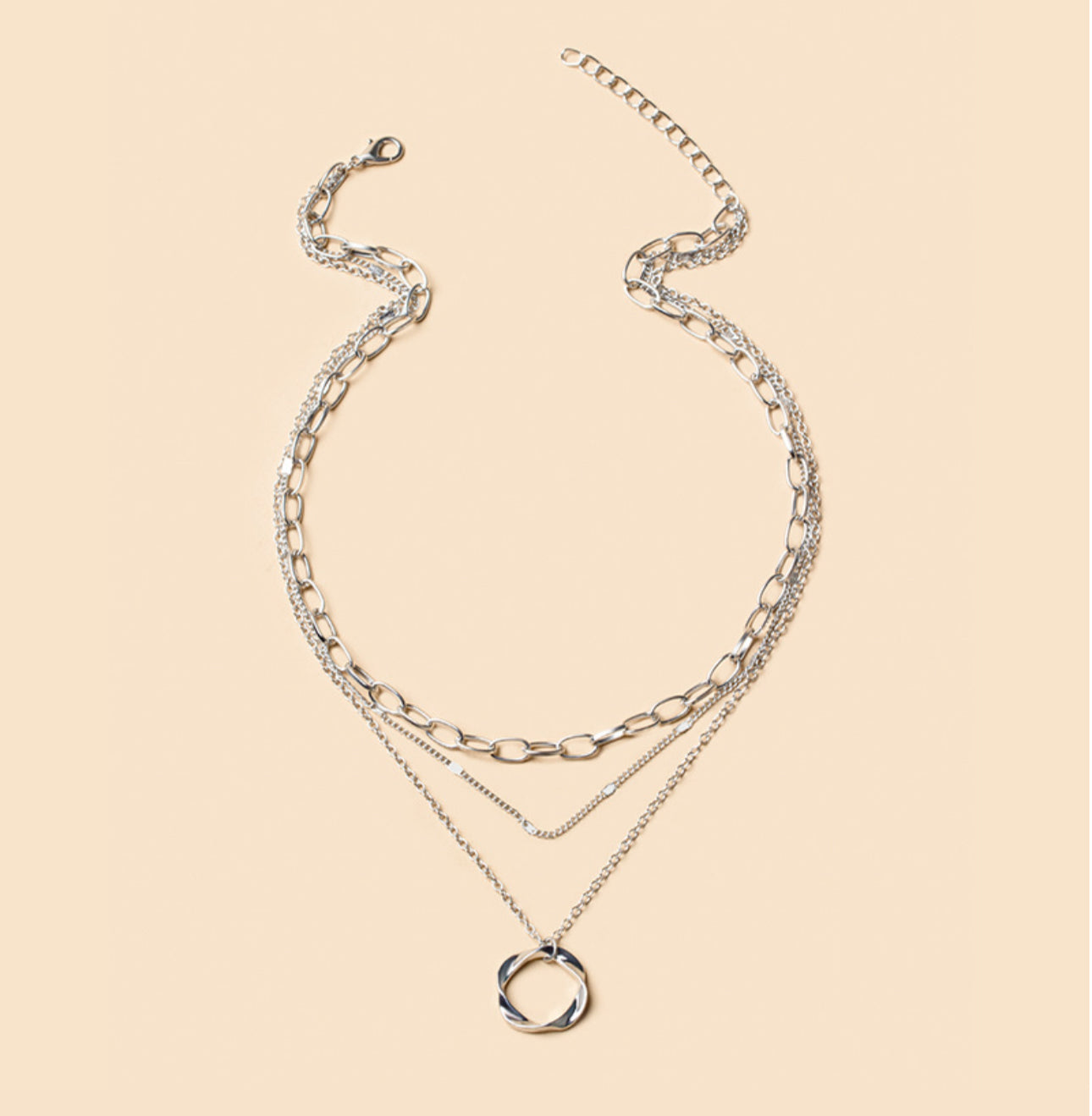Layered Circle Pendant Necklace – Gold or Silver Plated