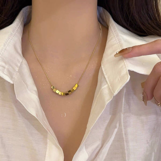 Golden Square Snake Chain Necklace