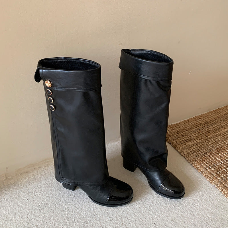 Camellia Cap-Toe Leather Boots