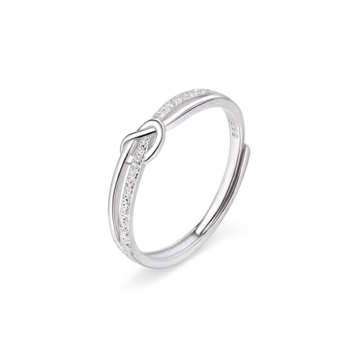 Silvery Knot Adjustable Ring