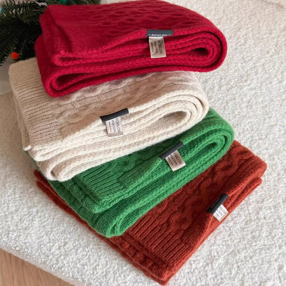 Cozy Cable Knit Wool Scarf