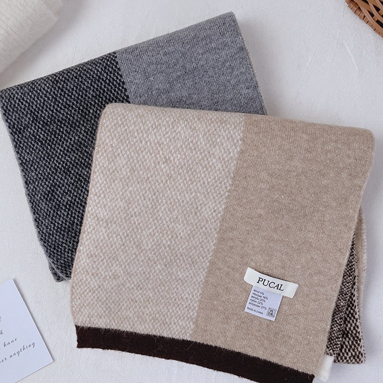 Plaid Cozy Wool Blend Scarf