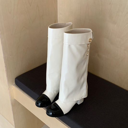 Camellia Cap-Toe Leather Boots