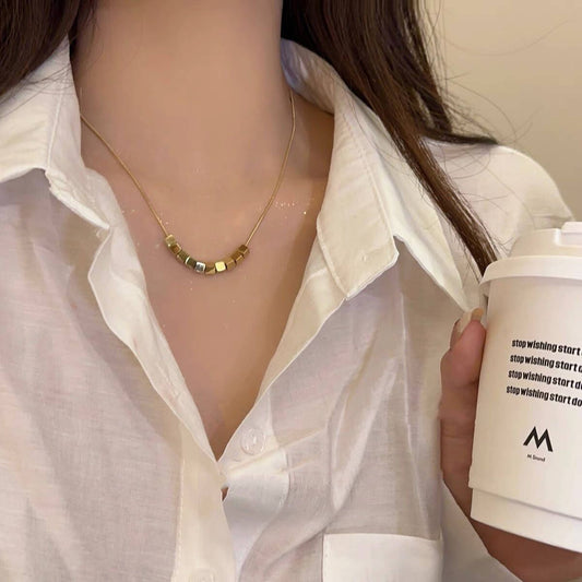 Golden Square Snake Chain Necklace