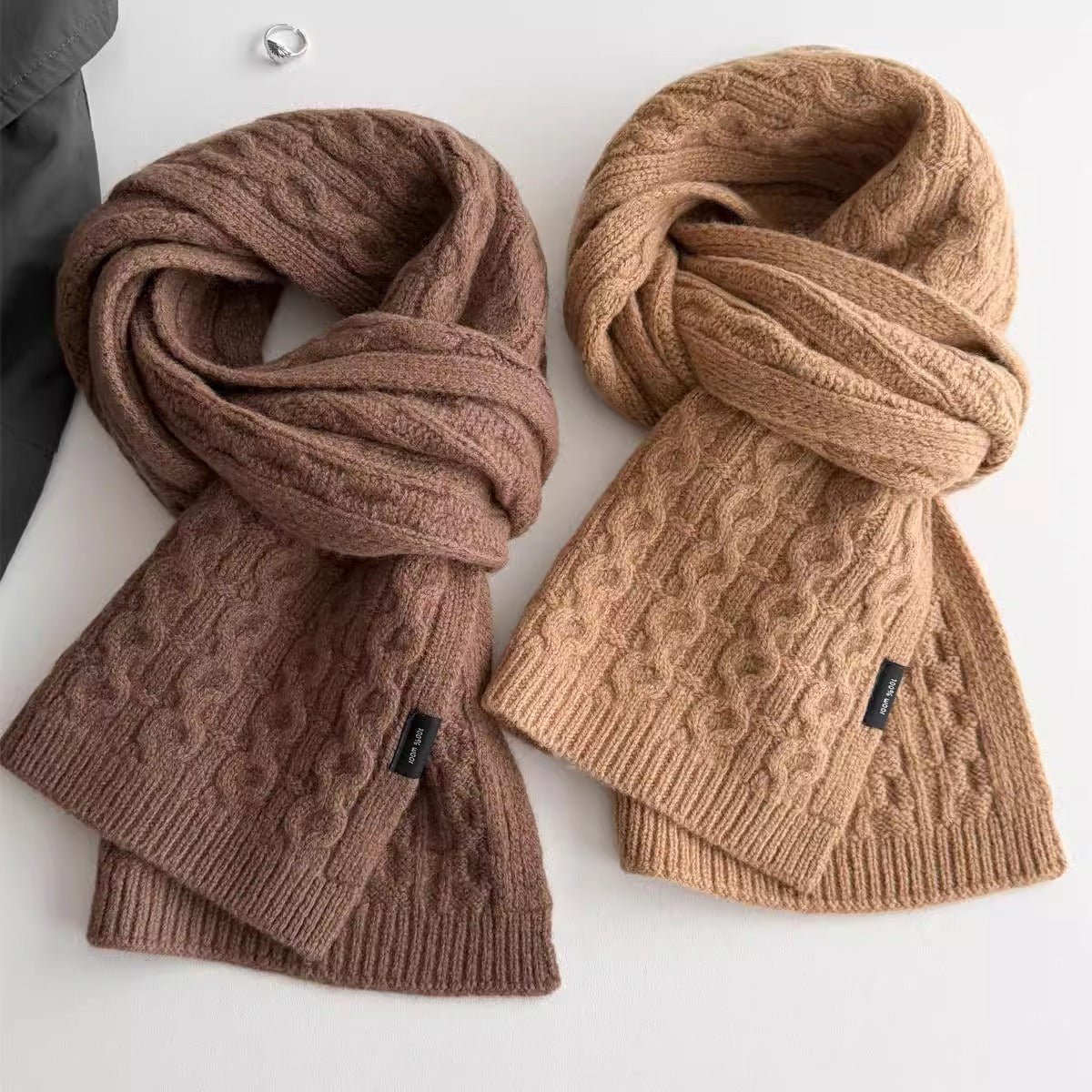 Cozy Cable Knit Wool Scarf