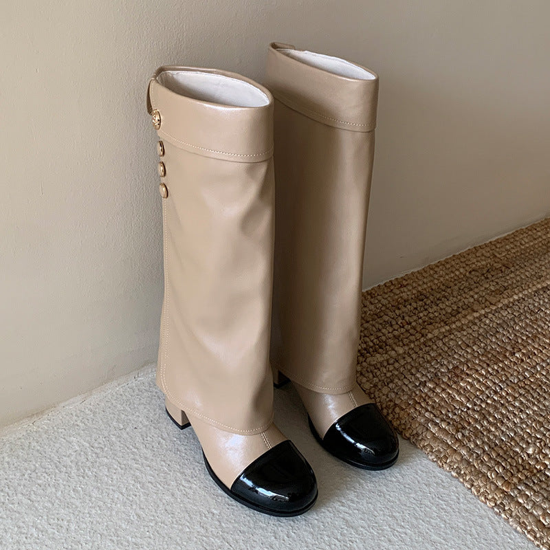 Camellia Cap-Toe Leather Boots