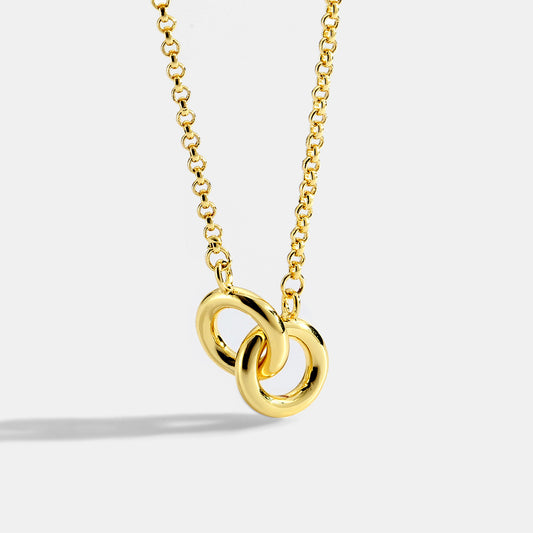 Linked Gold-Plated Double Ring Necklace