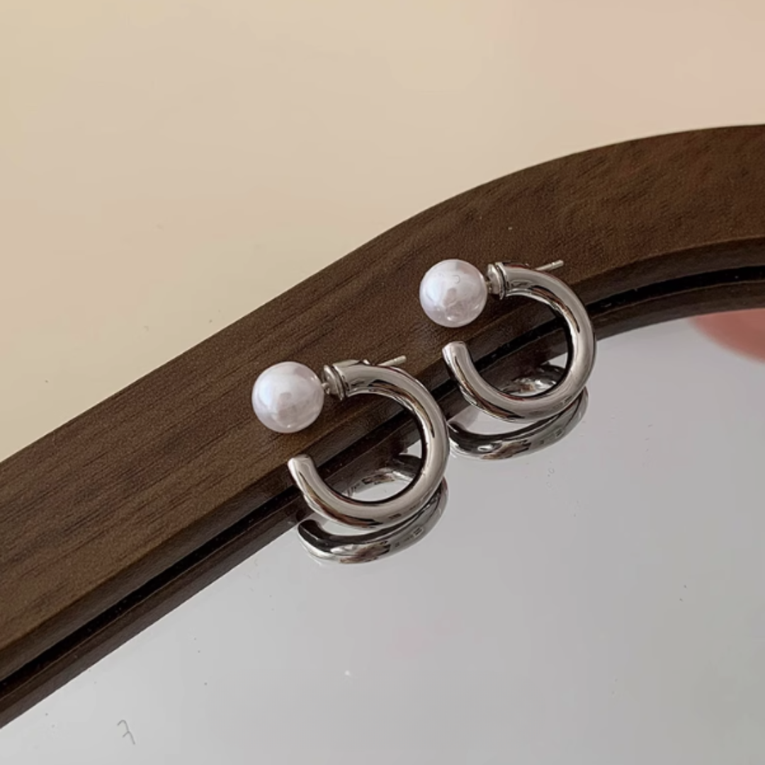 Pearl Orbit Hoop Earrings