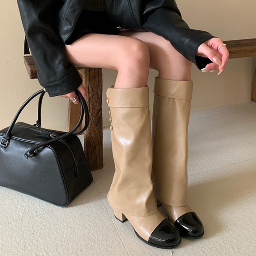 Camellia Cap-Toe Leather Boots