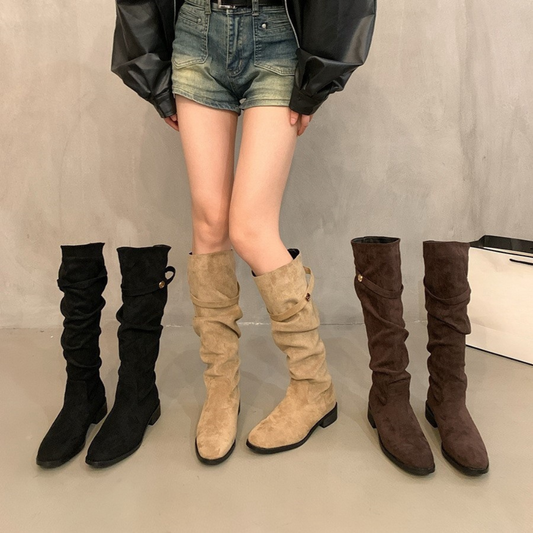 French Suede Knee Boots