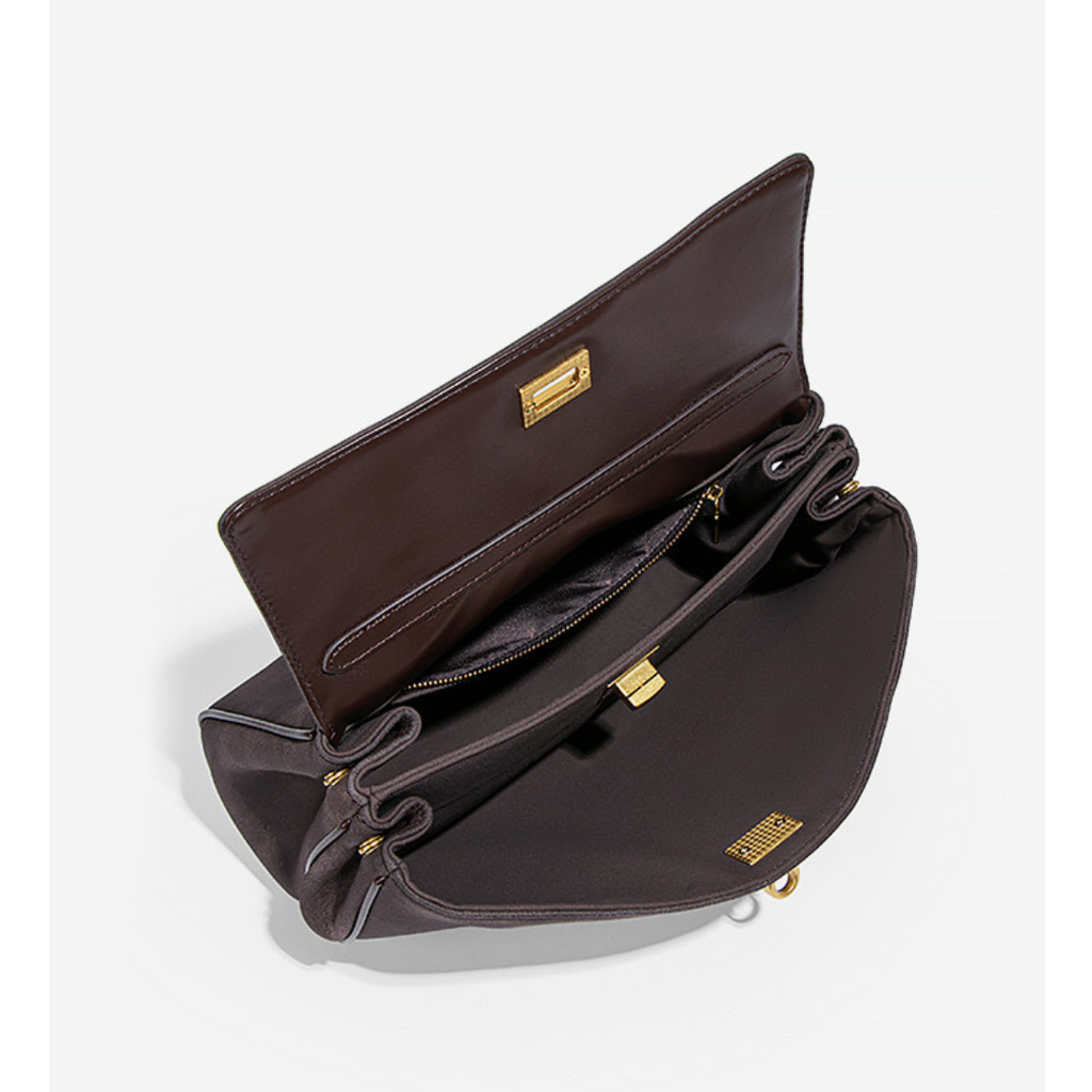 Fold Flap Suede Shoulder Bag