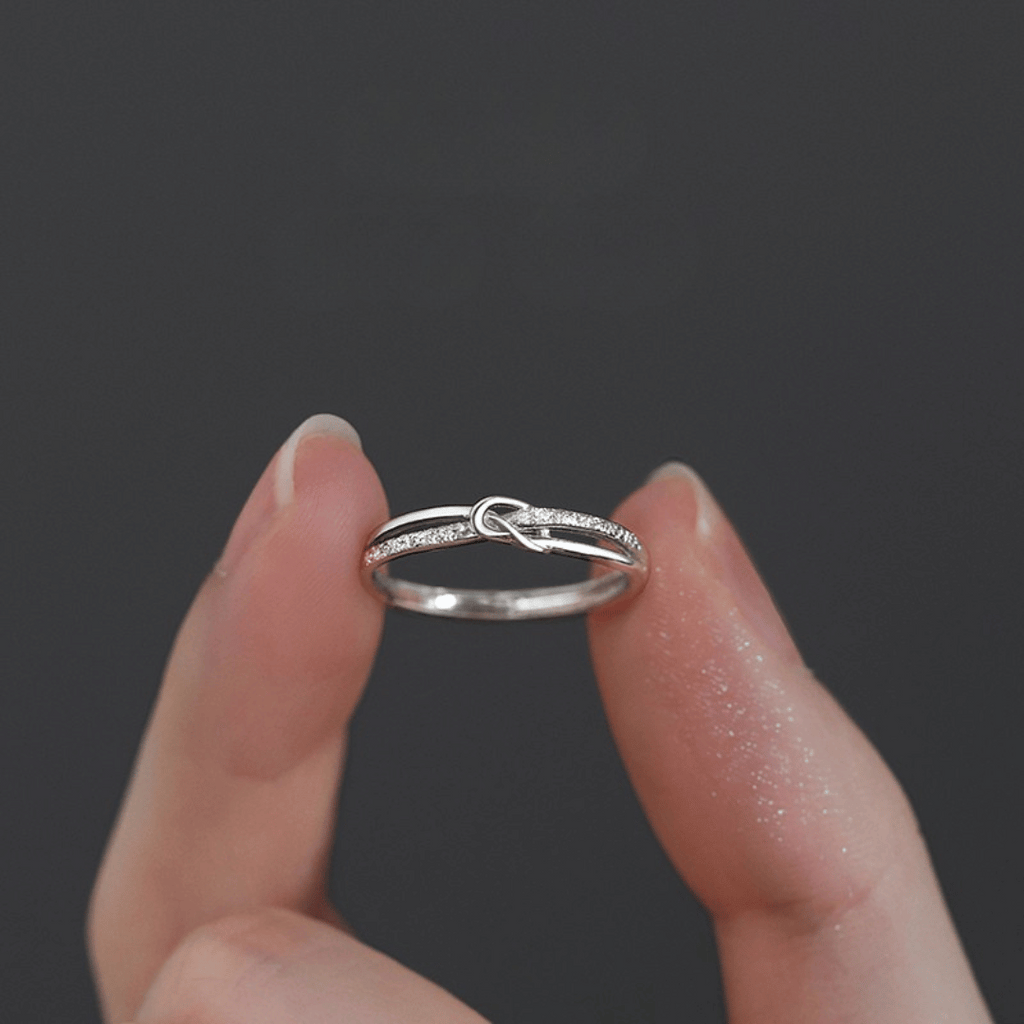 Silvery Knot Adjustable Ring