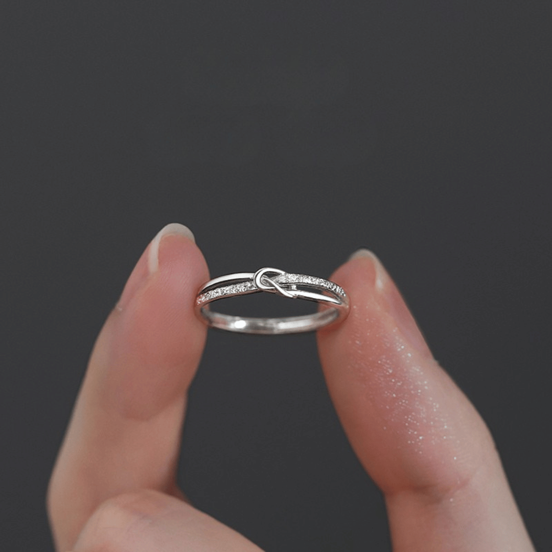 Silvery Knot Adjustable Ring
