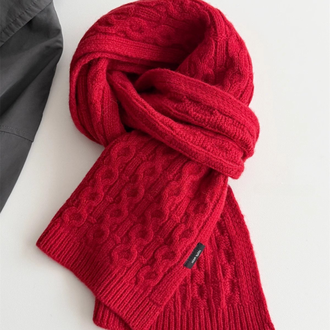 Cozy Cable Knit Wool Scarf