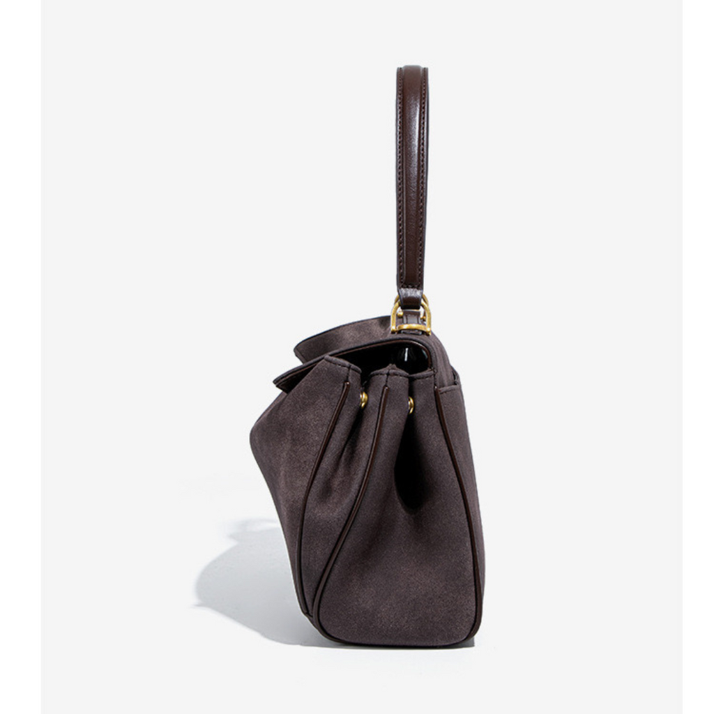 Fold Flap Suede Shoulder Bag