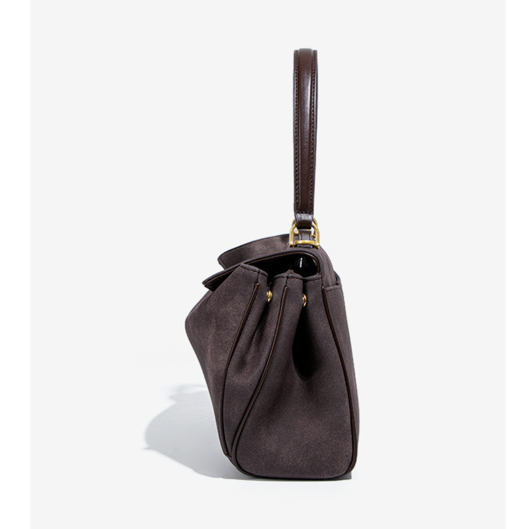 Fold Flap Suede Shoulder Bag