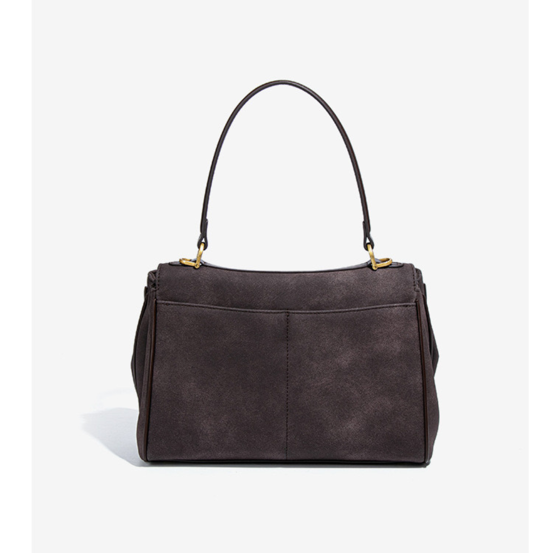 Fold Flap Suede Shoulder Bag