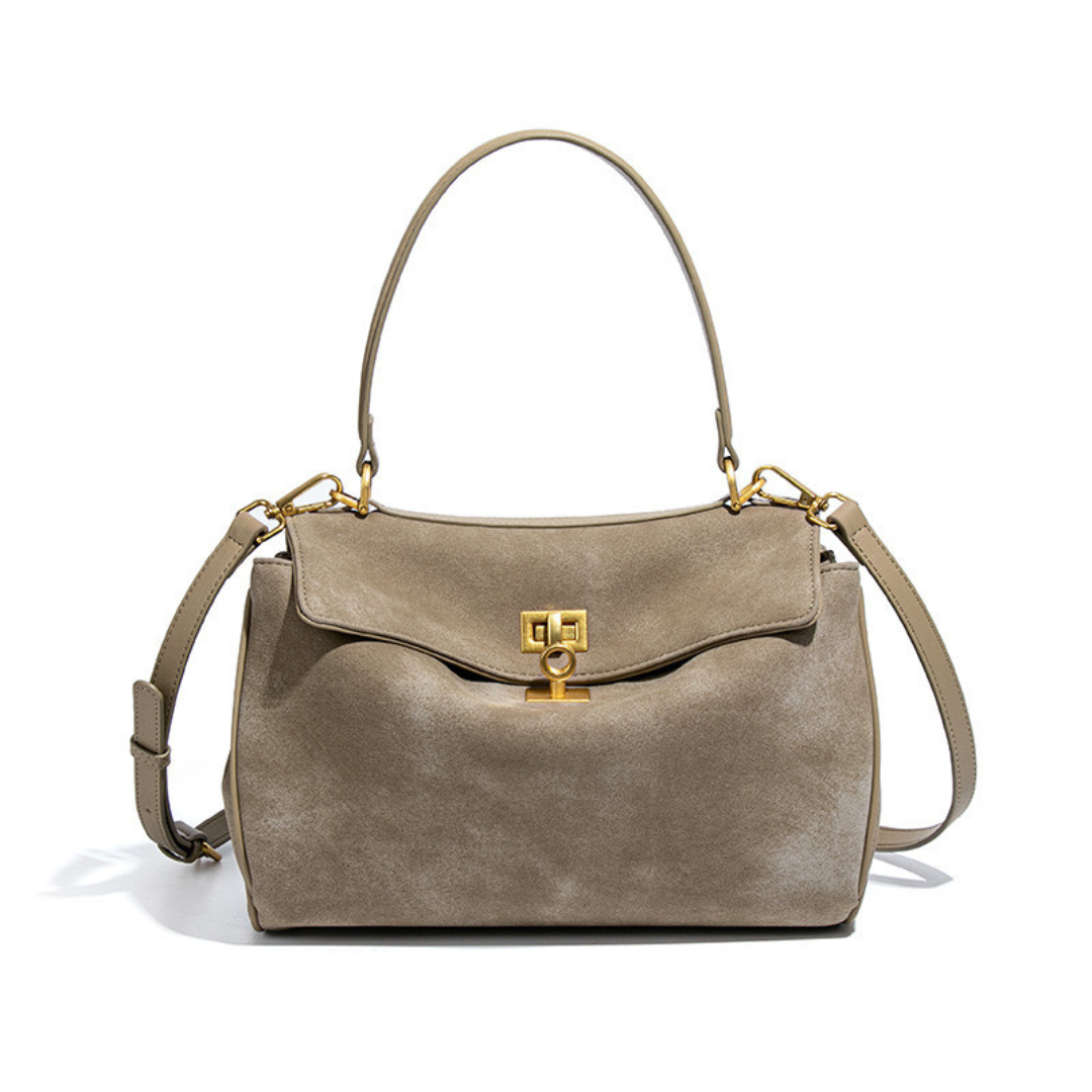 Fold Flap Suede Shoulder Bag