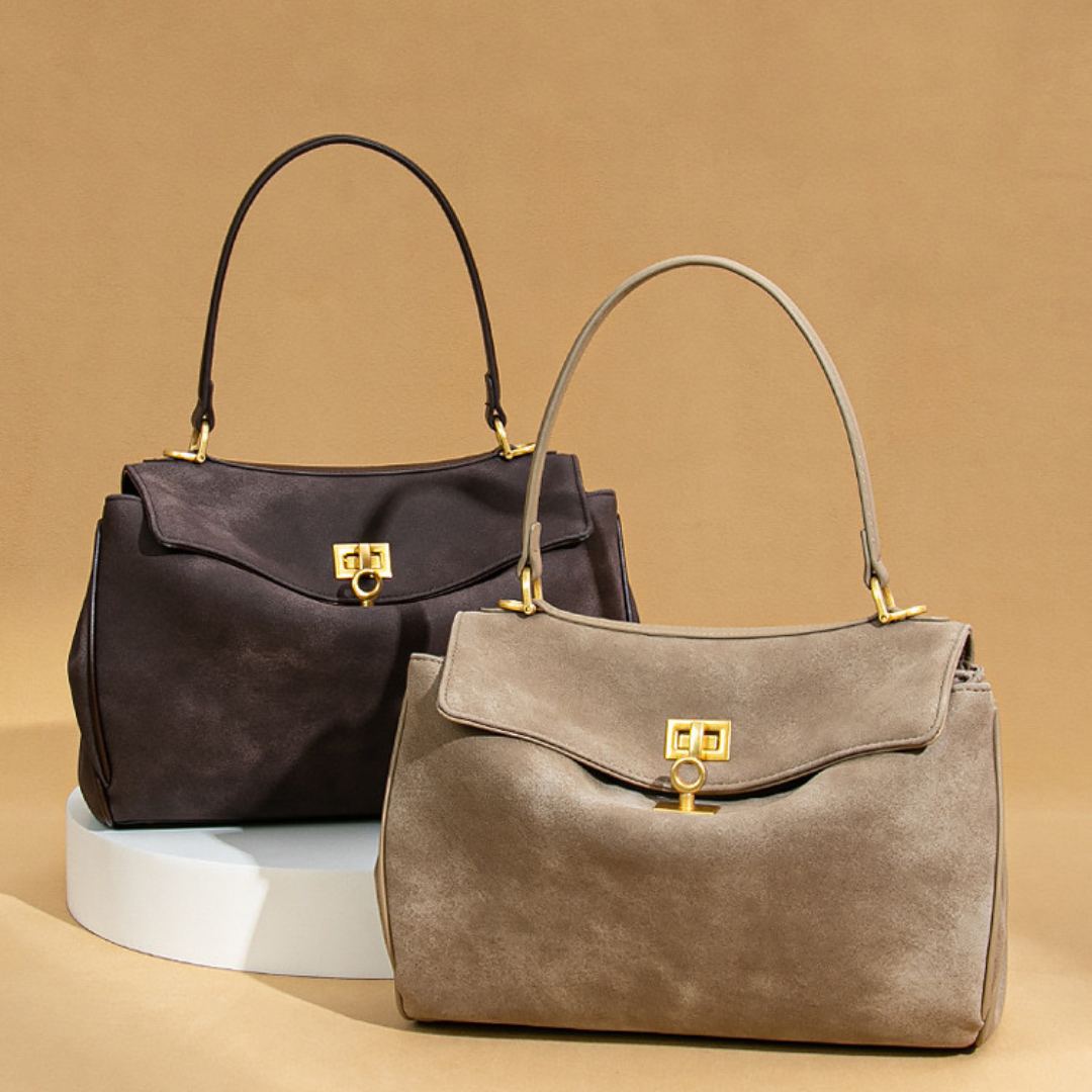 Fold Flap Suede Shoulder Bag