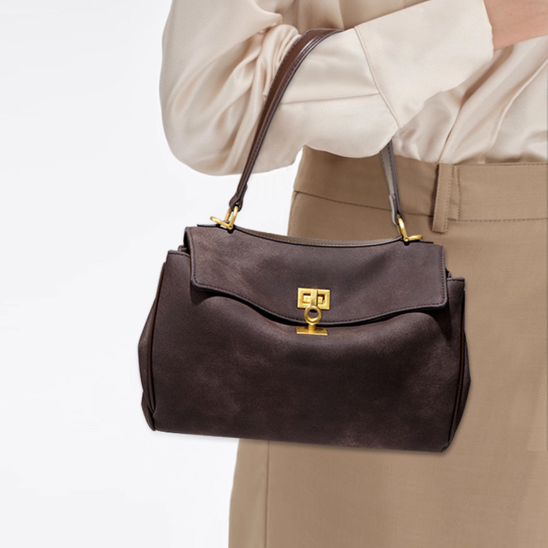 Fold Flap Suede Shoulder Bag